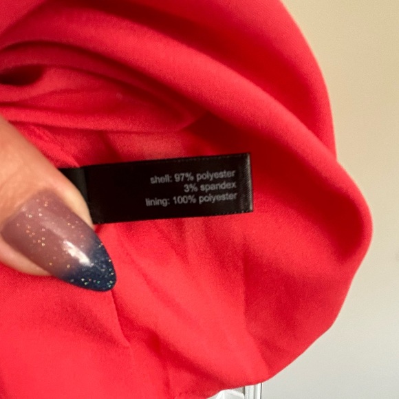 The Limited Structured High Neck A-Line Red Satin Lace Rose Print Dress Women’s - Picture 10 of 10